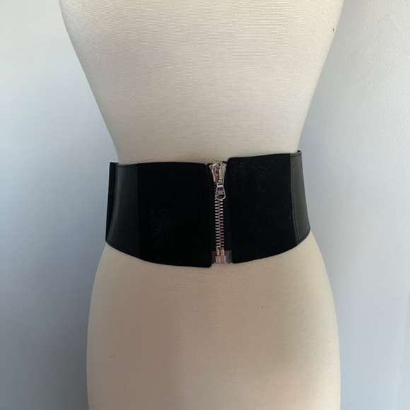 Patrizia Pepe Reptile Lizard Zip Black Suede Leather high-waist Corset belt Smal - Picture 7 of 7